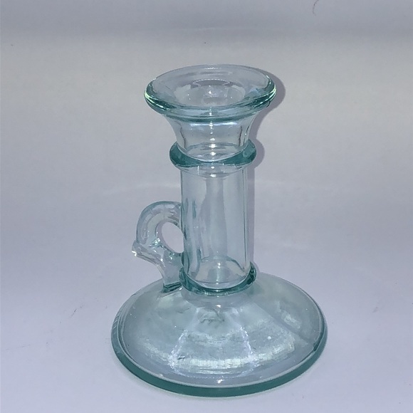 VTG VE Vetreria Etrusca Green Glass Candlesticks Flower Case ITALY MCM Set of 2 - Picture 6 of 7